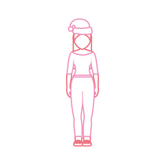 woman stading with christmas hat icon over white background vector illustration