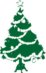 Decorated Christmas tree. Merry Christmas and a happy new year. Flat style vector illustration.