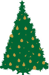 Decorated Christmas tree. Merry Christmas and a happy new year. Flat style vector illustration.