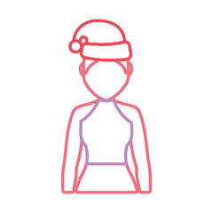 avatar woman with christmas hat icon over white background vector illustration