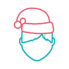 avatar man with christmas hat icon over white background colorful design  vector illustration