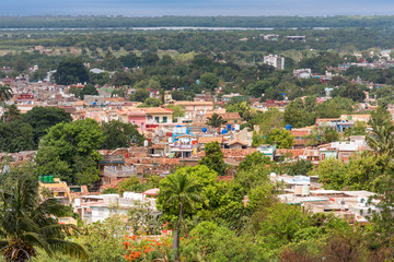 Fototapeta na wymiar Top view of the city, Trinidad, Sancti Spiritus, Cuba. Copy space for text.