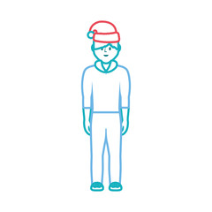 man standing with christmas hat icon over white background vector illustration