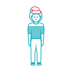 man standing with christmas hat icon over white background vector illustration