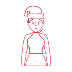 cartoon woman with christmas hat icon over white background vector illustration