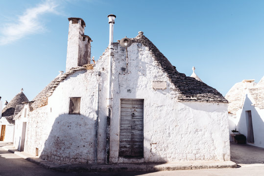 Alberobello typical Trullo houses made by volcanic stones