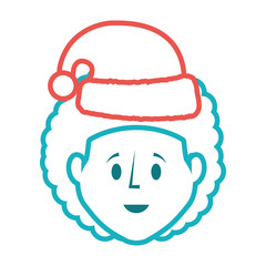 cartoon man with christmas hat icon over white background vector illustration