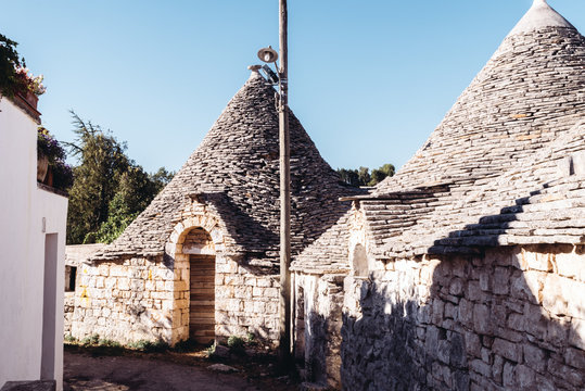 Alberobello typical Trullo houses made by volcanic stones