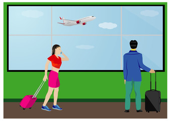 the traveler at airport vector design