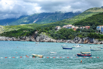 Fototapeta na wymiar Adriatic seacoast, Przno beach, Milocer, Montenegro
