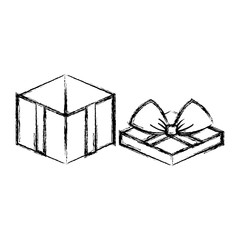 flat line  uncolored  gift over white background  vector illusration