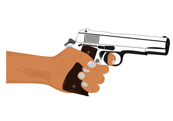 the gun in hand vector design