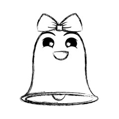 flat line uncolored christmas bell over white background  vector illustration