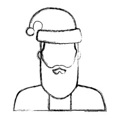 flat line uncolored santa claus over white background vector illustration