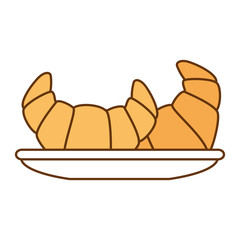 dish with croissants icon vector illustration design