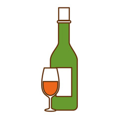 wine bottle with cup vector illustration design