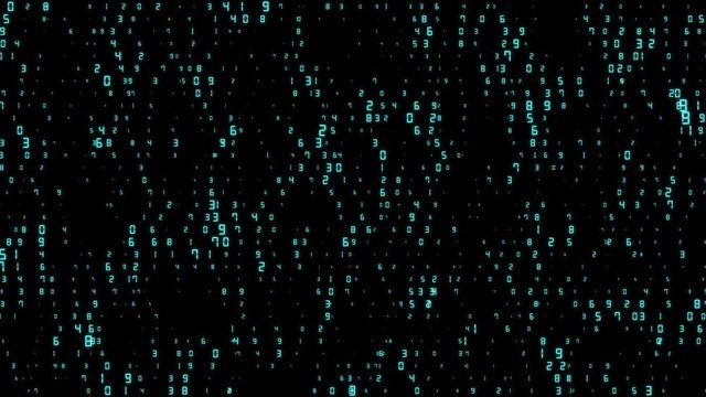 The pulsating numbers move horizontally. business subjects. cinematic background. seamless loop.