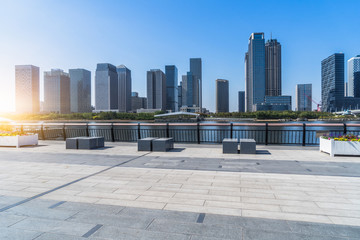 Fototapeta premium modern buildings and empty pavement in china..