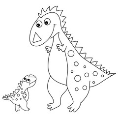 Vector cute Cartoon Dinosaur with Little Baby