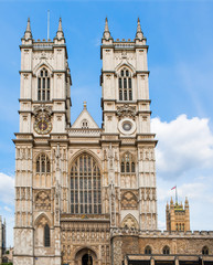 Fototapeta na wymiar Westminster Abbey, England, landmark church in central London, front entramce