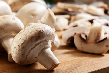 Fresh white mushrooms