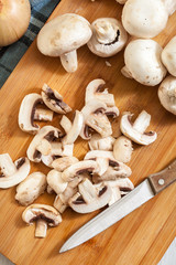 Fresh sliced white mushrooms
