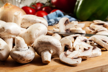 Fresh white mushrooms