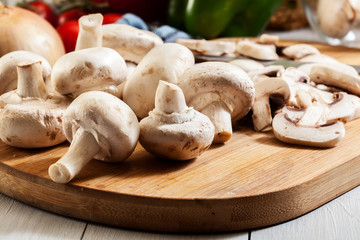 Fresh white mushrooms