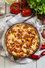 Mexican potato casserole with minced meat