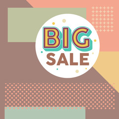 Sale banner vector illustration in memphis pop style