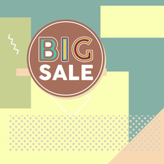 Sale banner vector illustration in memphis pop style