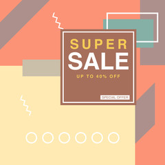 Sale banner vector illustration in memphis pop style
