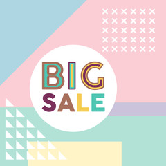 Sale banner vector illustration in memphis pop style