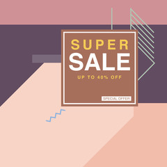 Sale banner vector illustration in memphis pop style