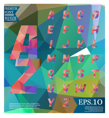 Polygonal alphabet, faceted capital letters on abstract background  templates or Light  background illustration.eps 10