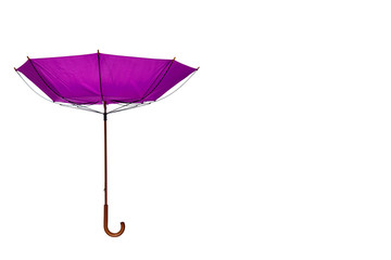Inside Out Purple Umbrella Off Center on White Background