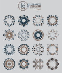 16 illustration of isolated set floral vector
