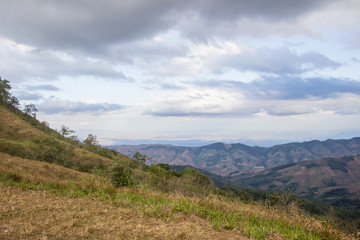 Fototapeta na wymiar panoramic views from mountaintop of Phu Lom Lo,Phu Hin Rong Kla National Park,Kok Sathon,Dan Sai District,Loei,Thailand