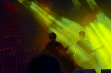 abstract blur concert singer and crowd.