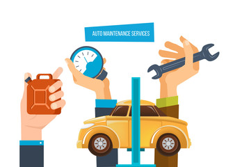 Auto maintenance services. Car diagnostic, auto maintenance test, diagnostics center.