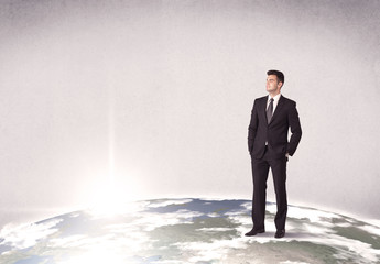 Fototapeta premium man standing in front of city landscape