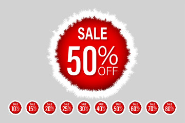 Christmas Discount price tag promotion holidays season. Winter sale template discount label set.