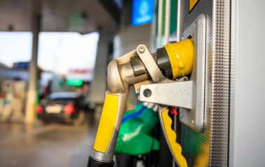 Fuel pumps at the service station.