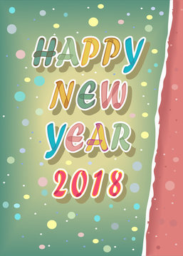 Happy New Year 2018. Watercolor card