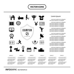 champion football vector icon set