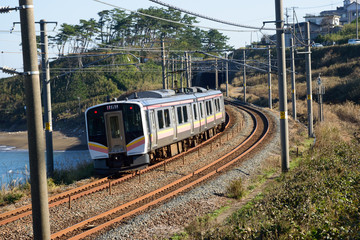 Naklejka premium 信越本線を走る電車