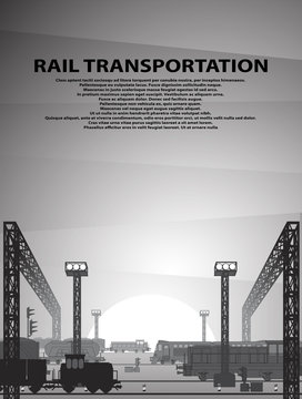 Vector illustration of a railway theme