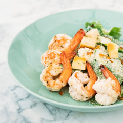 Caesar salad with shrimp or prawn