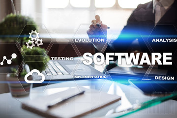 Software development. Data Digital Programs System Technology Concept.
