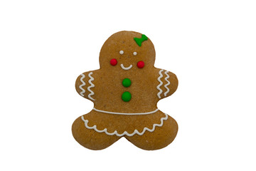 Gingerbread woman isolated on white background